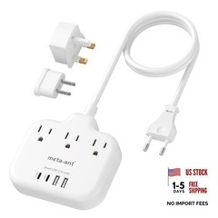 US to European Plug Adapter – Type C/G/A – Most Countries – 3FT