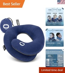 Patented Travel Neck Pillow with Double Support for Ultimate Comfort – Navy