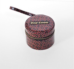 Juicy Couture Logo Red and Black Round Travel Jewelry Case