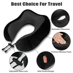 Travel Pillow, Memory Foam Neck Pillow for Traveling, U Shape Neck Pillow Air…