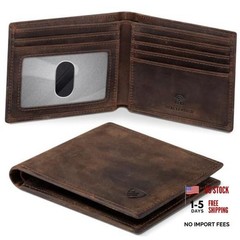 Genuine Leather Bifold Wallet for Men – RFID Blocking Slim Wallet DARK COFFEE