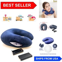 Vibrating Neck Pillow for Travel – Soft Microbead Pain Relief Massager, Navy …
