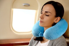 Laser Ergonomic Memory Foam Neck Pillow – Blue, Hypoallergenic, Travel