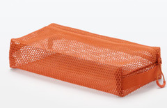 Muji Three Dimentional Mesh Case Medium size Orange 25 x 12.5 x 5 cm from Japan