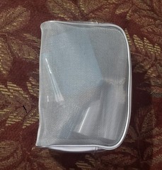 Silver Mesh Zippered Travel Pouch Organizer Portable Storage Bag Cosmetic Case