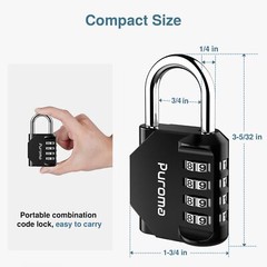 Puroma 1 Pack Combination Lock 4 Digit Locker Lock Outdoor Waterproof Padlock…