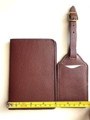 Lucchese Leather Passport Holder & Luggage Tag Duo Travel Set Maroon Unisex