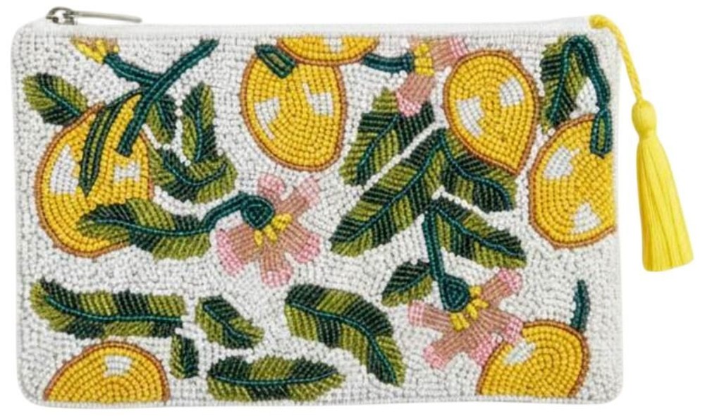 Elie Beaumont Womens Serendipity Large Bead Pouch – Provence Yellow/Green/White