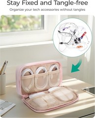 Lightweight Pink Travel Case for Cables & Chargers – 8.3×5.3 Portable Tech Pouch