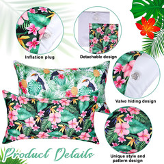 4-Pack Portable Inflatable Beach Pillows with Washable Covers – Tropical Design