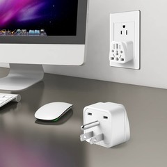 2 Pack US Travel Plug Adapter, EU,UK,AU,in,CN,JP,Asia,Italy,Brazil to White