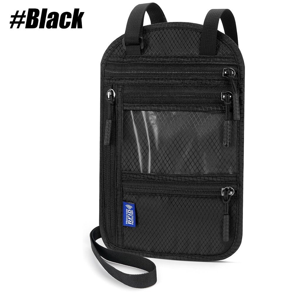 Anti-Theft RFID Blocking Passport Holder Neck Stash Travel Hidden Wallet Pouch