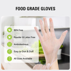 SWIFTLITE Disposable Vinyl Gloves, Food Safe, Latex-Free Small, Clear