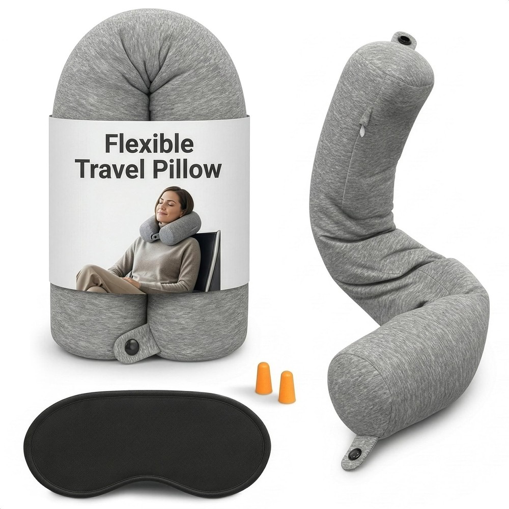 Almohada De Viaje Ajustable Con Funda De Terciopelo Y Kit De Sueno Lujo