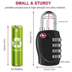 1 Pack Luggage Suitcase Locks 3 Dial Combination TSA Approved Travel Black Small