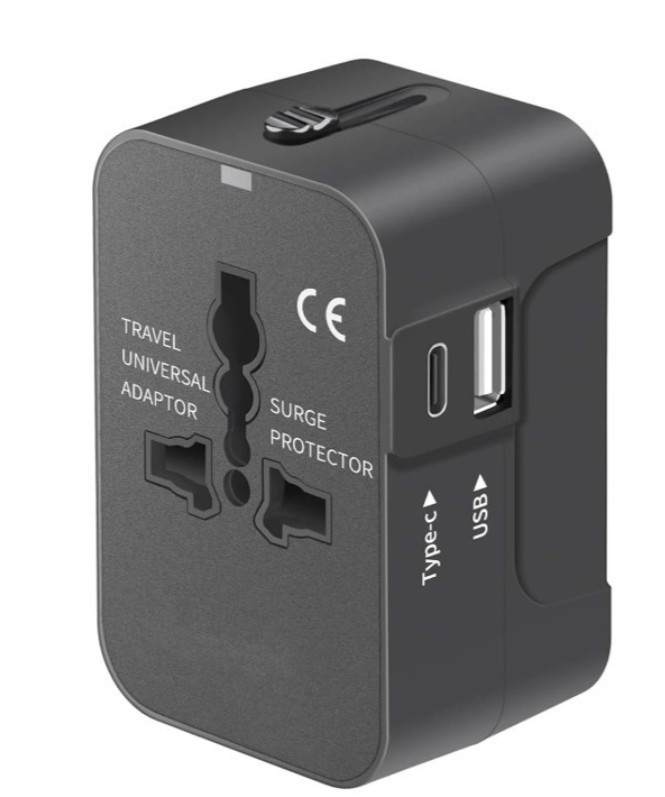 Travel Adapter Worldwide – Universal Plug Converter with USB-C & USB