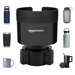 Amazon Basics Car Cup Holder Expander with Adjustable 3.4 to 3.8 in, black