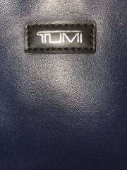 TUMI For Delta Faux Leather Navy Leather Travel Pouch Bag Cosmetic Case Zip