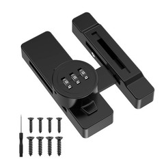 1 PCS 90/180 Degree Barn Door Lock Combination Keyless Sliding Latch Black