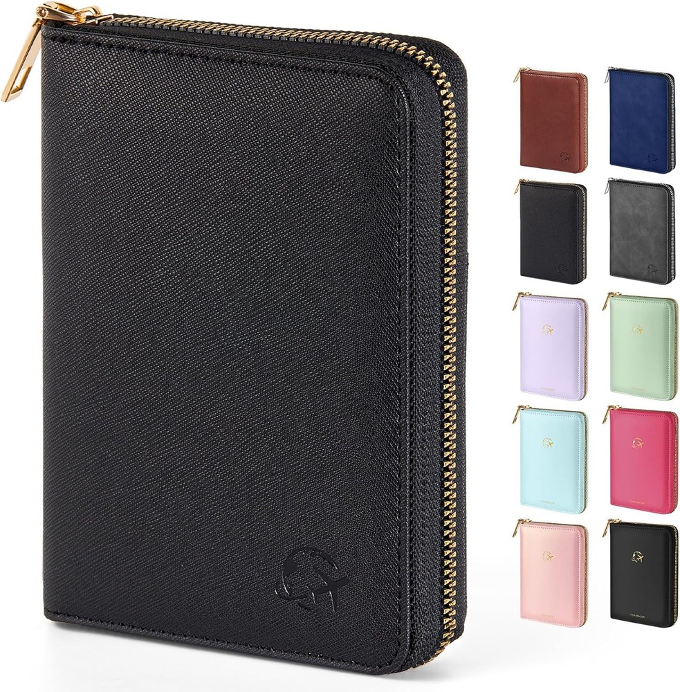 Passport Holder Cover W/ Safe Zipper Closure Premium Passport Wallet Travel Cute