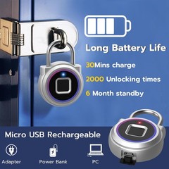 Fingerprint Padlock – Gym Locker with Bluetooth APP for iOS Watch,