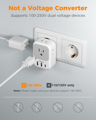 2 Pack European Plug Adapter USB C, TESSAN US to Europe Adapter 4 Outlets
