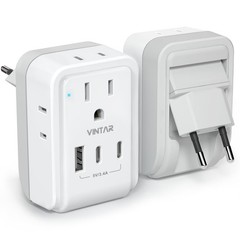 1 Pack European Travel Plug Adapter, Foldable International Power Adapter With 4