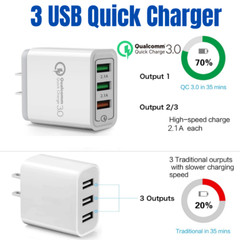 2Pack Multi Port QC3.0 Fast USB Wall Charger Adapter Plug For iPhone Samsung LG