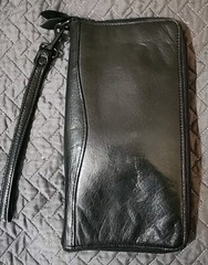 BROOKSTONE Travelers Original Black Leather Pocket Card Passport Business Wallet