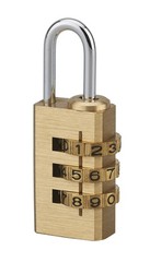 Combination Padlock 208 – Solid Brass Body, Resettable 3-Digit Code, Nickel-P…