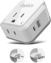 Ceptics Italy, Chile, Rome Travel Adapter, With Type C, L Swadapt Attachments