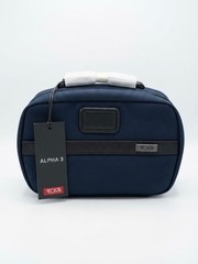 Tumi Alpha 3 Split Travel Kit Bag Blue Compact Organizer Toiletry Case
