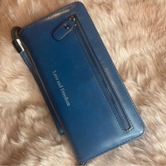 LOVE and freedom Large Wrist Wallet Blue