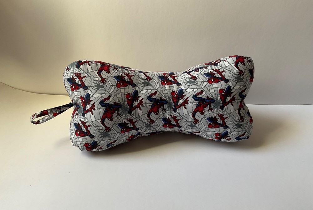 Bone shaped neck /head pillow. Handmade, comfortable. Washable,Spider Man.