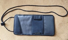 Travelon ID Passport Wallet Crossbody Neck Lanyard BLACK