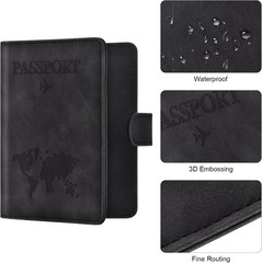 Unisex Travel Passport Wallet with RFID Protection & Multiple Card Slots – Black