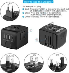 5 in 1 International Travel Adapter for 200+ Countries with Blazing USB Charging