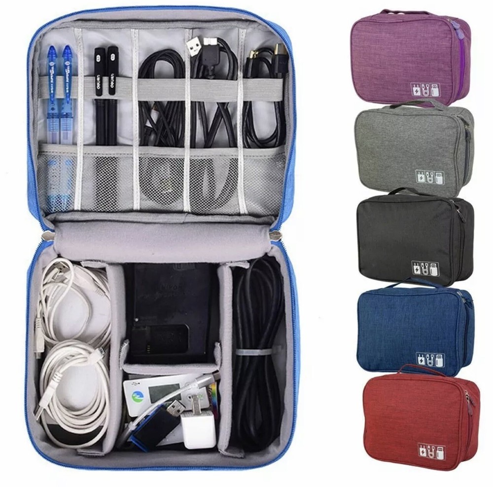 Electronics Organizer Travel Carry Case Phone Cable Charger Cords Cables Holiday