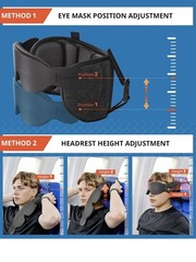Travel Pillow Airplane Head Strap with Eye Mask for Sleep, 360° Support, Black