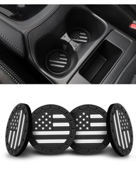 4 Pack Car Cup Coasters, Universal American Flag Flag, Black