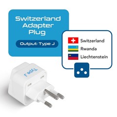 Universal Travel Plug Adapter Type J – 3 Pack, Grounded, Switzerland Compatible