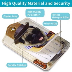 Fishent Luggage Tag (3 Pack) – PU Leather, Rectangular, Cute Animals, Privacy…