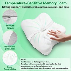 Compact Memory Foam Travel Pillow for Camping, Neck Support, 11.8×9.8 in