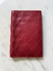 Authentic Chanel Matelasse Quilted Red Leather Passport Holder Case Wallet
