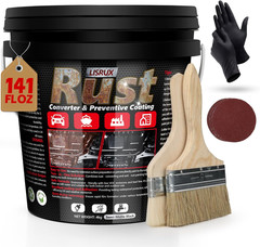 Rust Converter & Metal Primer, 141 Fl Oz Black Rust Inhibitor Paint for Metal, A