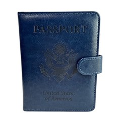 Blue Passport Holder Wallet with Pen Travel Organizer Case NEW
