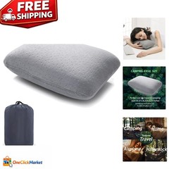 Travel Pillow Memory Foam Support Portable Compressible Camping Pillow Gray M