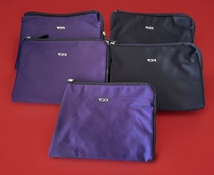 Lot 6 TUMI Delta Air Lines Travel Fabric Toiletry Amenity Bag Black Purple Empty