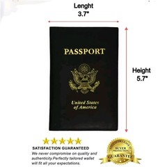 RFID Scan Blocking USA Leather Passport Cover Travel Document Holder Card Wallet