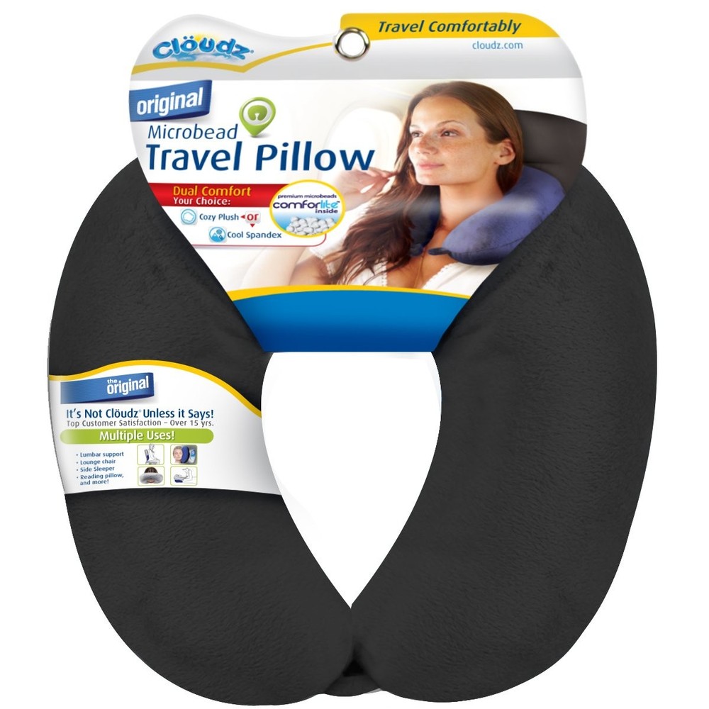 Cloudz Dual Comfort Microbead Airplane Travel Neck Pillow. Super Soft Cozy Pl…